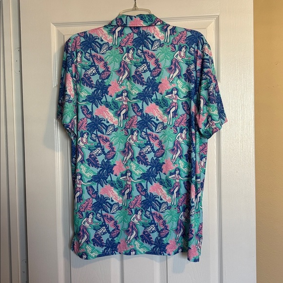 Simply Southern men’s blue tropical short sleeve polo shirt size medium - Picture 6 of 8